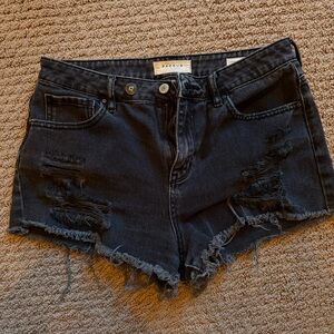 High waisted, distressed, PACsun black shorts
